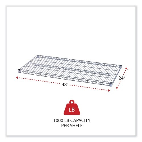 Alera Industrial Wire Shelving Extra Wire Shelves, 48W X 24D, Silver, 2 Shelves/Carton