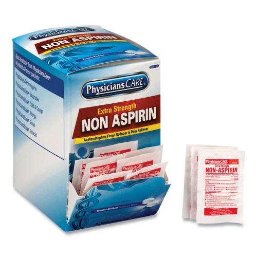 Physicianscare Pain Relievers/Medicines, Xstrength Non-Aspirin Acetaminophen, 2/Packet, 125 Packets/Box