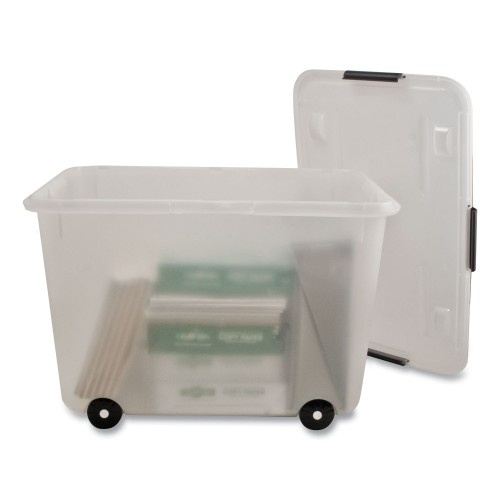 Advantus Rolling 15-Gal. Storage Box, Letter/Legal Files, 23.75" X 15.75" X 15.75", Clear
