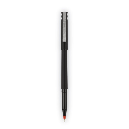 Uni-Ball Roller Ball Pen, Stick, Fine 0.7 Mm, Red Ink, Black Matte Barrel, Dozen