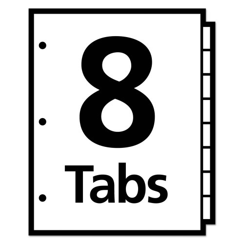 Avery Write And Erase Big Tab Durable Plastic Dividers, 3-Hole Punched, 8-Tab, 11 X 8.5, White, 1 Set