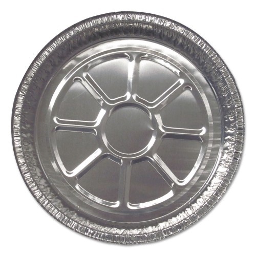 Durable Packaging Aluminum Closeable Containers, Round, 8" Diameter X 1.56"H, Silver, 500/Carton