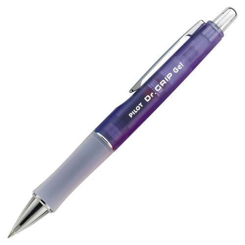 Pilot Dr. Grip Gel Pen, Retractable, Fine 0.7 Mm, Black Ink, Purple Barrel