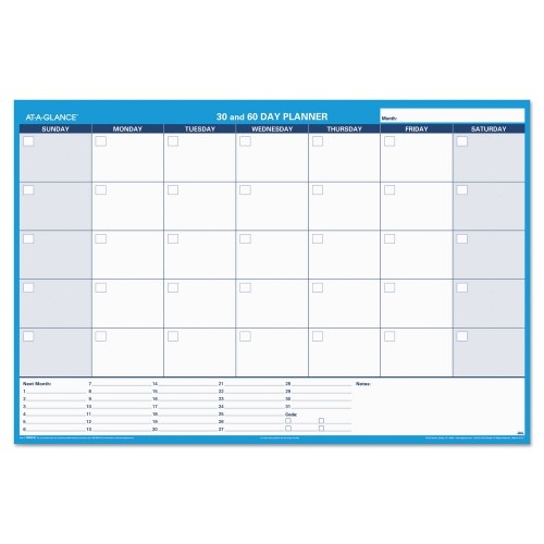 At-A-Glance 30/60-Day Undated Horizontal Erasable Wall Planner, 48 X 32, White/Blue Sheets, Undated