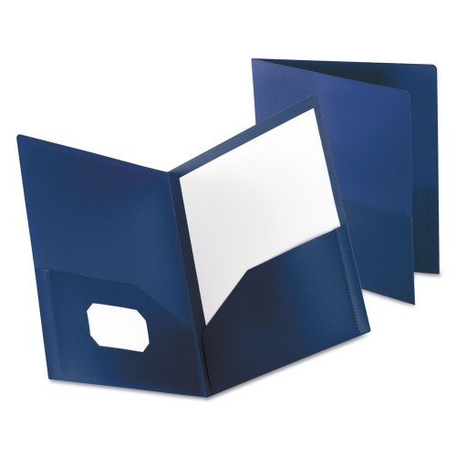 Oxford Poly Twin-Pocket Folder, Holds 100 Sheets, Opaque Dark Blue