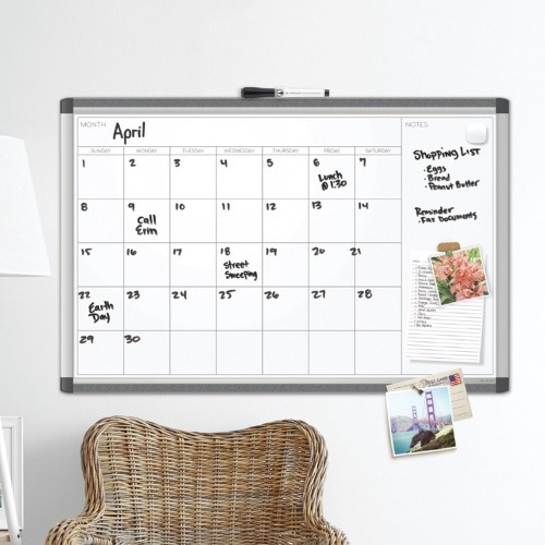 U Brands Pinit Magnetic Dry Erase Undated One Month Calendar, 35 X 35, White