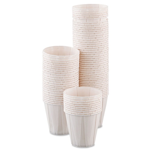 Solo Paper Portion Cups, 3.5 Oz, White, 100/Bag, 50 Bags/Carton