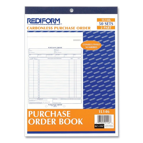 Rediform Purchase Order Book, 17 Lines, Two-Part Carbonless, 8.5 X 11, 50 Forms Total
