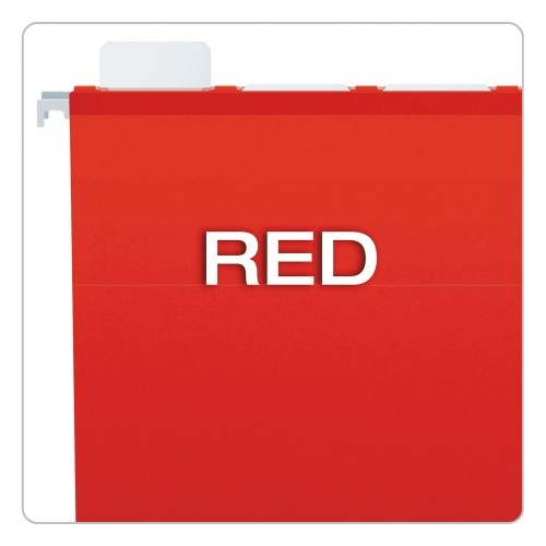 Pendaflex Ready-Tab Colored Reinforced Hanging Folders, Letter Size, 1/5-Cut Tab, Red, 25/Box
