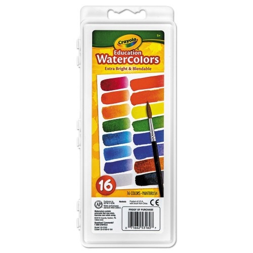 CRAYOLA WASHABLE WATERCOLORS PAINT SETS (6) TRAYS OF (8) COLORS