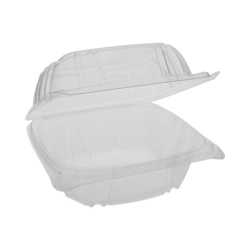 Pactiv Sensation Smartlock Hinged Lid Container, 5.74 X 5.95 X 3.1, Clear, Plastic, 500/Carton