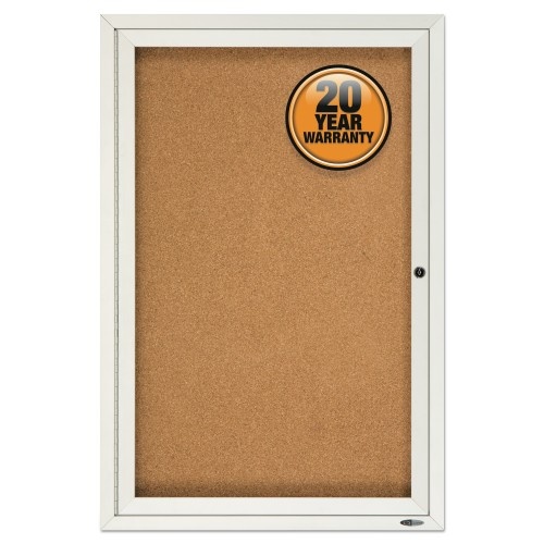Quartet Enclosed Indoor Cork Bulletin Board With One Hinged Door, 24 X 36, Tan Surface, Silver Aluminum Frame