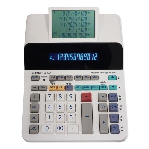 Sharp El-1901 Paperless Printing Calculator With Check And Correct, 12-Digit Lcd