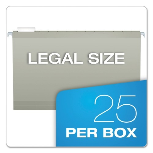 Pendaflex Colored Reinforced Hanging Folders, Legal Size, 1/5-Cut Tab, Gray, 25/Box