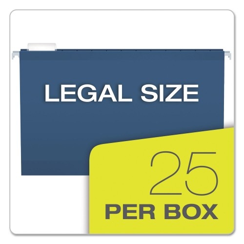 Pendaflex Colored Reinforced Hanging Folders, Legal Size, 1/5-Cut Tab, Navy, 25/Box