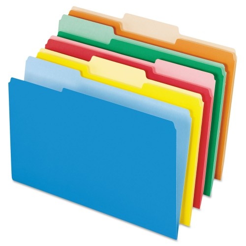 Pendaflex Interior File Folders, 1/3-Cut Tabs, Legal Size, Assorted, 100/Box