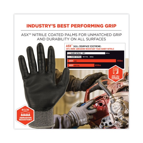 Ergodyne Proflex 7072 Ansi A7 Nitrile-Coated Cr Gloves, Gray, X-Large, Pair, Ships In 1-3 Business Days