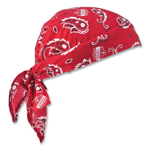 Ergodyne Chill-Its 6710 Cooling Embedded Polymers Tie Bandana Triangle Hat, One Size Fit Most, Red Western, Ships In 1-3 Business Days