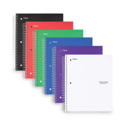 Five Star Wirebound Notebook With Four Pockets, 3-Subject, Wide/Legal Rule, Randomly Assorted Cover Color, 10.5 X 8 Sheets