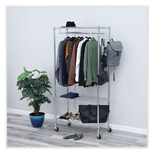 Alera Wire Shelving Garment Rack, 30 Garments, 36W X 18D X 75H, Silver