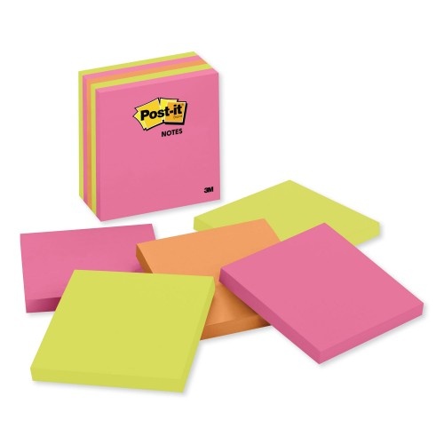Post-It Original Pads In Poptimistic Collection Colors, 4" X 4", 100 Sheets/Pad, 5 Pads/Pack