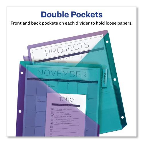 Avery Big Tab Insertable Two-Pocket Plastic Dividers, 8-Tab, 11.13 X 9.25, Assorted, 1 Set
