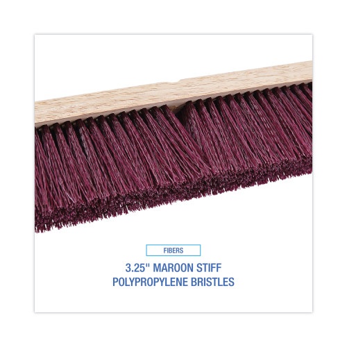 Boardwalk Floor Brush Head, 3.25" Maroon Stiff Polypropylene Bristles, 24" Brush