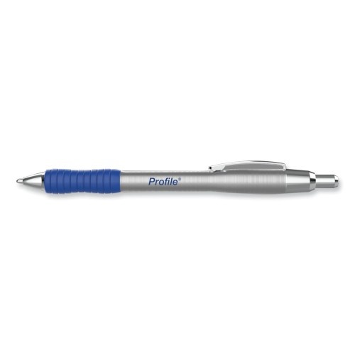 Paper Mate Profile Ballpoint Pen, Retractable, Medium 1 Mm, Blue Ink, Blue/Silver Barrel, 2/Pack