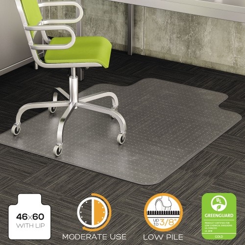 Deflecto Duramat Moderate Use Chair Mat For Low Pile Carpet, 46 X 60, Wide Lipped, Clear