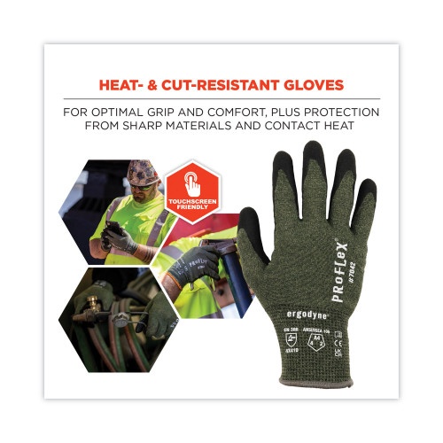 Ergodyne Proflex 7042 Ansi A4 Nitrile-Coated Cr Gloves, Green, Large, Pair, Ships In 1-3 Business Days