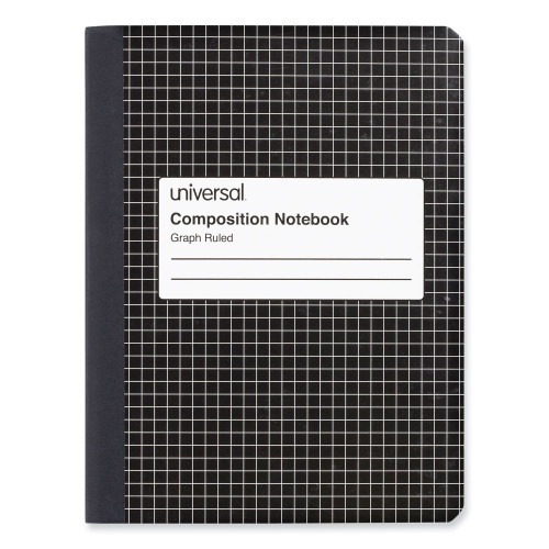 Universal Quad Rule Composition Book, Quadrille Rule (4 Sq/In), Black Marble Cover, 9.75 X 7.5 Sheets, 6/Pack