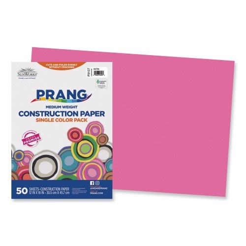 Prang Sunworks Construction Paper, 50 Lb Text Weight, 12 X 18, Hot Pink, 50/Pack