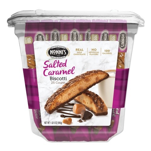 Nonni's Biscotti, Salted Caramel, 0.85 Oz Individually Wrapped, 25/Pack