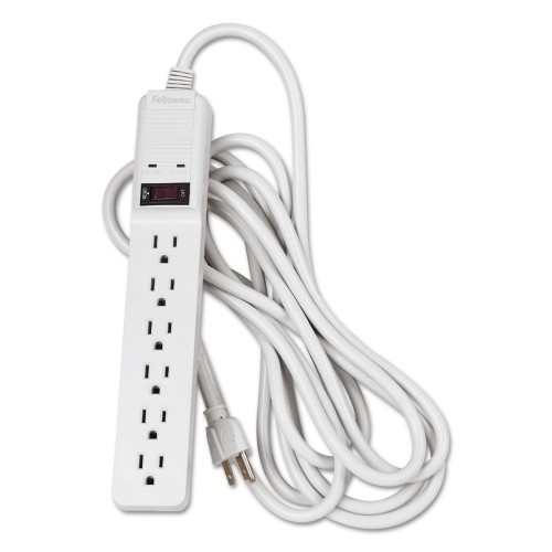 Fellowes Basic Home/Office Surge Protector, 6 Ac Outlets, 15 Ft Cord, 450 J, Platinum