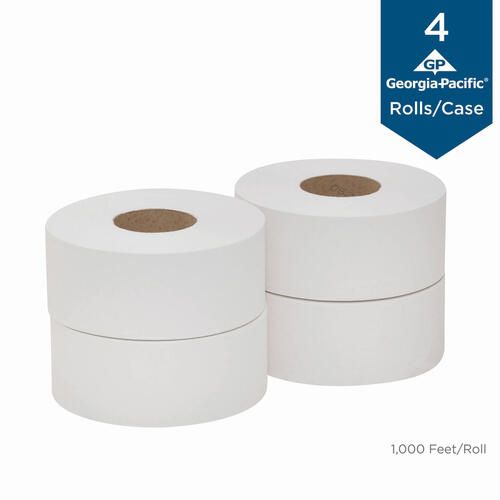 Georgia-Pacific White Jumbo Bathroom Tissue, Septic Safe, 2-Ply, 3 1/2 X 1000 Ft, 4/Carton