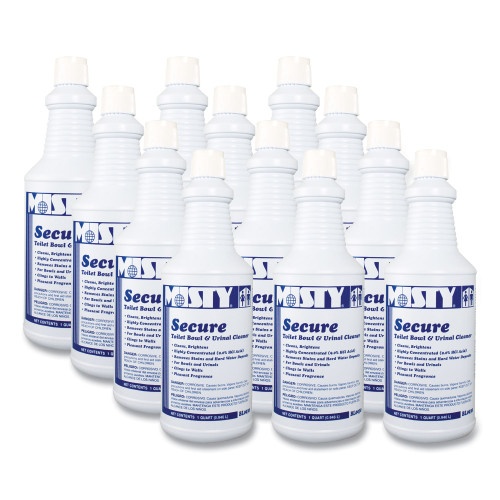 Misty Secure Hydrochloric Acid Bowl Cleaner, Mint Scent, 32Oz Bottle, 12/Carton