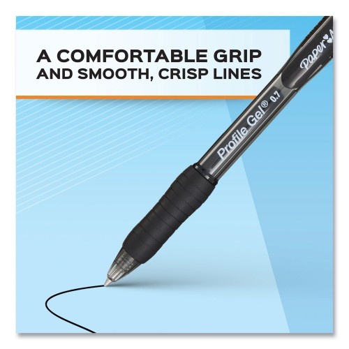 Paper Mate Profile Gel Pen, Retractable, Fine 0.5 Mm, Black Ink, Translucent Black Barrel, 36/Pack