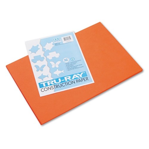 Pacon Tru-Ray Construction Paper, 76 Lb Text Weight, 12 X 18, Orange, 50/Pack