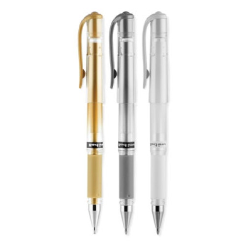 Uni-Ball Impact Bold Gel Pen, Stick, Bold 1 Mm, Assorted Marvelous Metallics Ink And Barrel Colors, 3/Pack