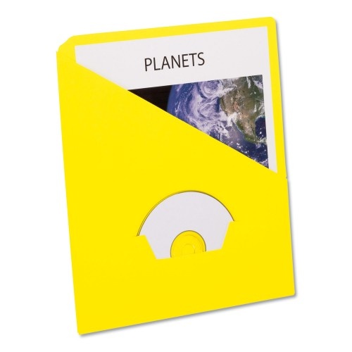 Pendaflex Slash Pocket Project Folders, 3-Hole Punched, Straight Tab, Letter Size, Yellow, 25/Pack