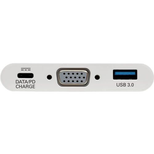 Tripp Lite Usb-C To Vga Adapter With Usb-A Port And Pd Charging, White