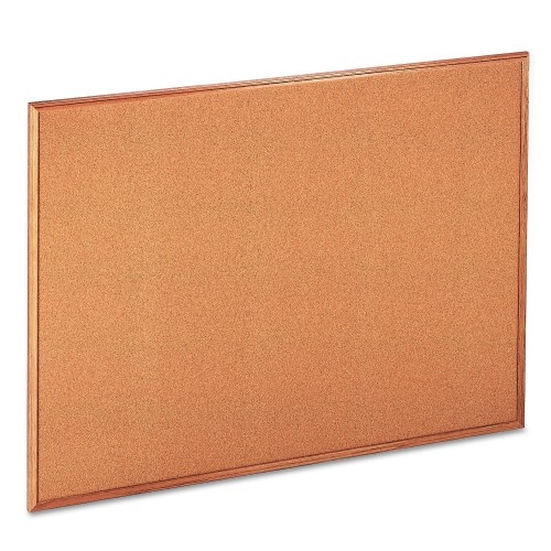 Universal Cork Board With Oak Style Frame, 48 X 36, Tan Surface