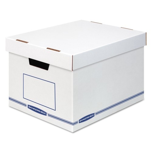 Bankers Box Organizer Storage Boxes, X-Large, 12.75" X 16.5" X 10.5", White/Blue, 12/Carton