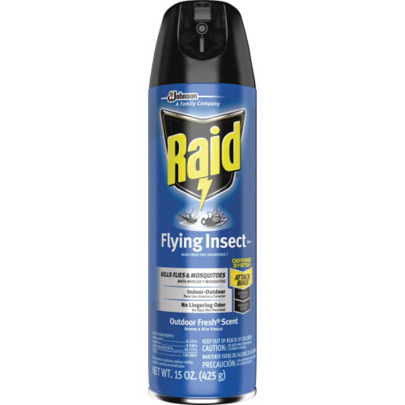 Raid Flying Insect Spray Spray - Kills Mosquitoes, Flies, Wasp, Hornet, Asian Ladybeetle, Yellow Jacket, Boxelder Bug, Fruit Fly, Gnats, Moths - 15 Fl Oz - Off White - 1 Each (300816)