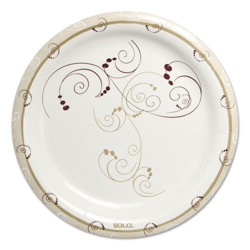 Solo Symphony Paper Dinnerware, Heavyweight Plate 9", Tan, 125/Pack, 4 Packs/Carton