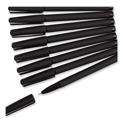 U Brands Catalina Porous Point Pen, Stick, Fine 0.7 Mm, Black Ink, Black Barrel, 12/Pack