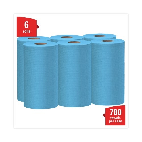 Wypall X60 Cloths, Small Roll, 19 3/5 X 13 2/5, Blue, 130/Rl, 6 Rl/Ct