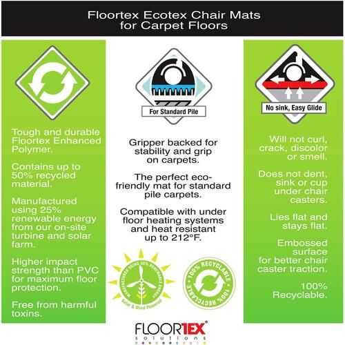 Floortex Ecotex Evolutionmat Standard Pile Carpet Rectangluar Chair Mat