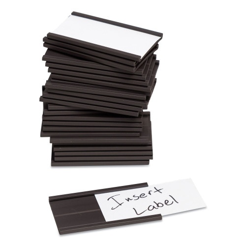 U Brands Magnetic Card Holders, 2 X 1, Black, 25/Pack