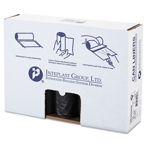 Earthsense Linear Low Density Recycled Can Liners, 60 gal, 1.25 mil, 38 x 58, Black, 100/Carton